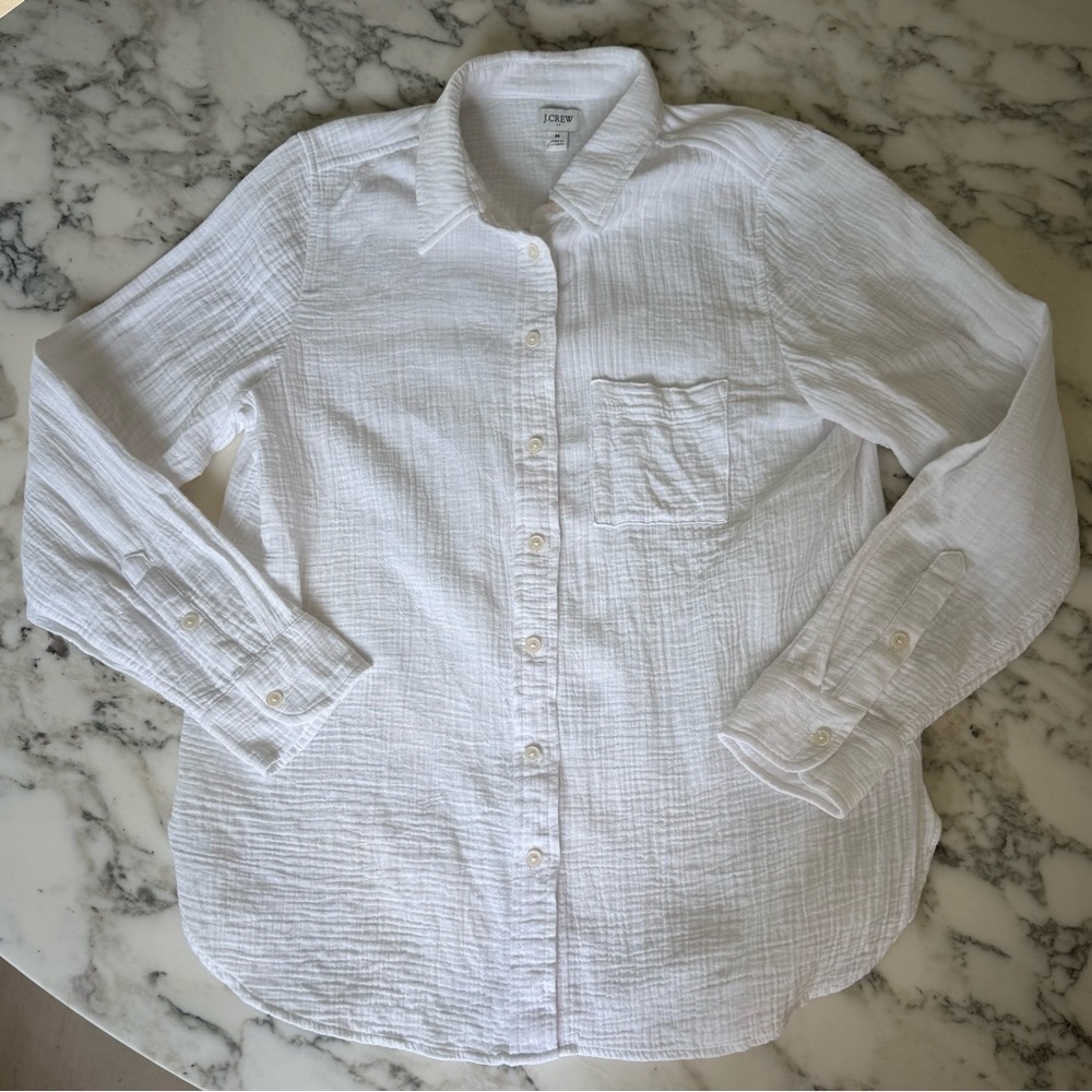 NWT J Crew Factory Gauze Button-Up
White Gauze Shirt 100% Cotton Various Sizes - Picture 7 of 16